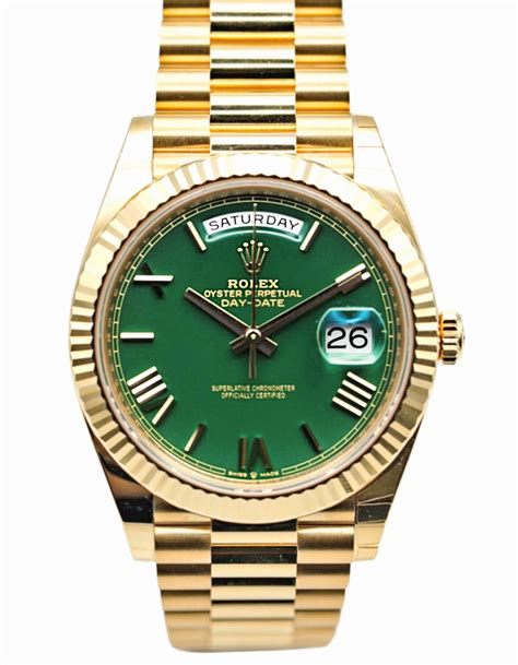 green dial rolex daydate|rolex day date price.